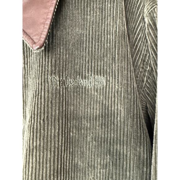 Timberland Weathergear Barn Coat Men's Corduroy Green Leather Collar Large - Picture 7 of 13